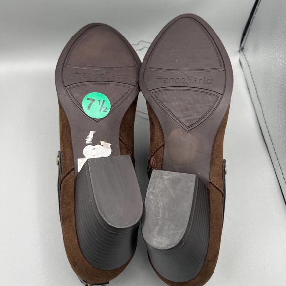 Franco Sarto Bootie Women's Giada Brown Vegan Suede Side Zip Chunky Heel Sz 7.5M - Picture 7 of 11